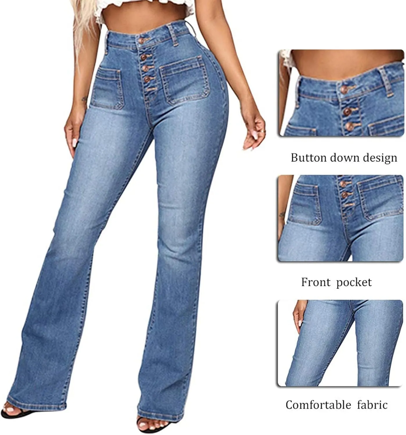 Womens Jeans Stretchy Jeans for Women Womens Pants High or Mid Waisted Jeans for Women Womens Wide Leg Pants