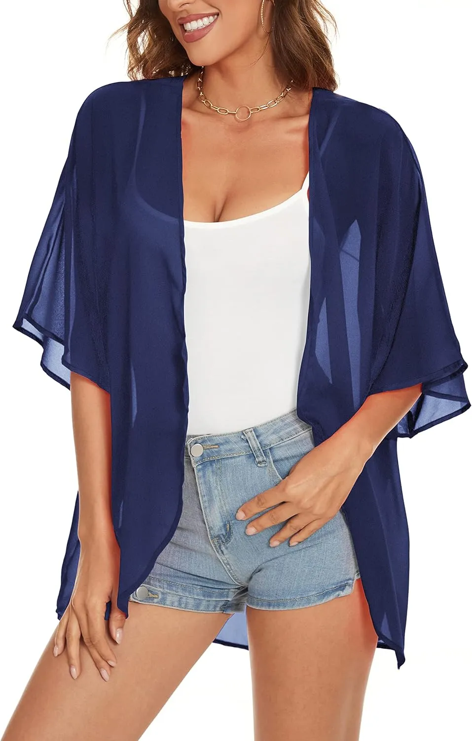 Womens Kimono Beach Cover Up Chiffon Cardigan Floral Tops Loose Capes