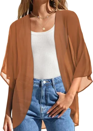 Womens Kimono Beach Cover Up Chiffon Cardigan Floral Tops Loose Capes