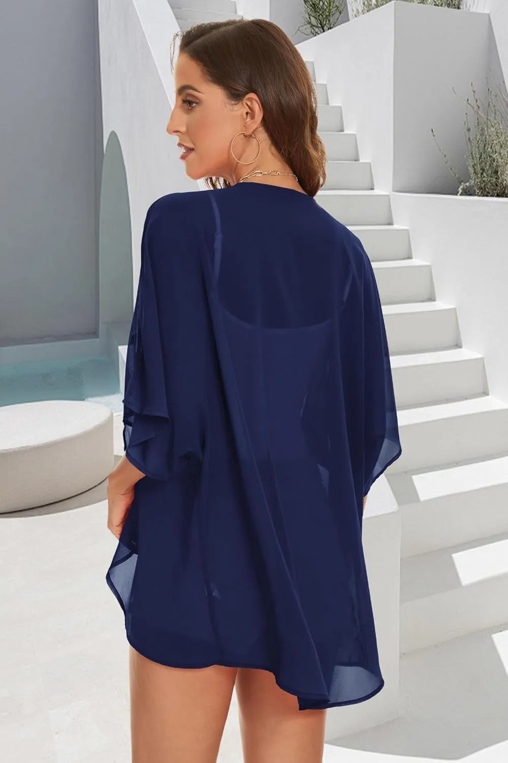 Womens Kimono Beach Cover Up Chiffon Cardigan Floral Tops Loose Capes
