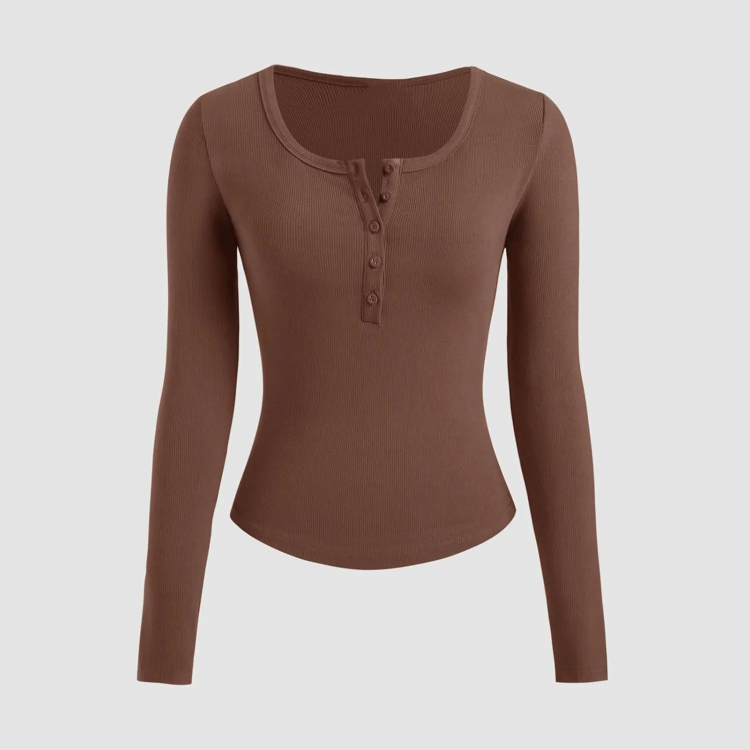Women's Knit Ribbed Trendy Tops Quarter Button Long Sleeve Cropped Sweater Pullover Slim Sexy Workout Shirts