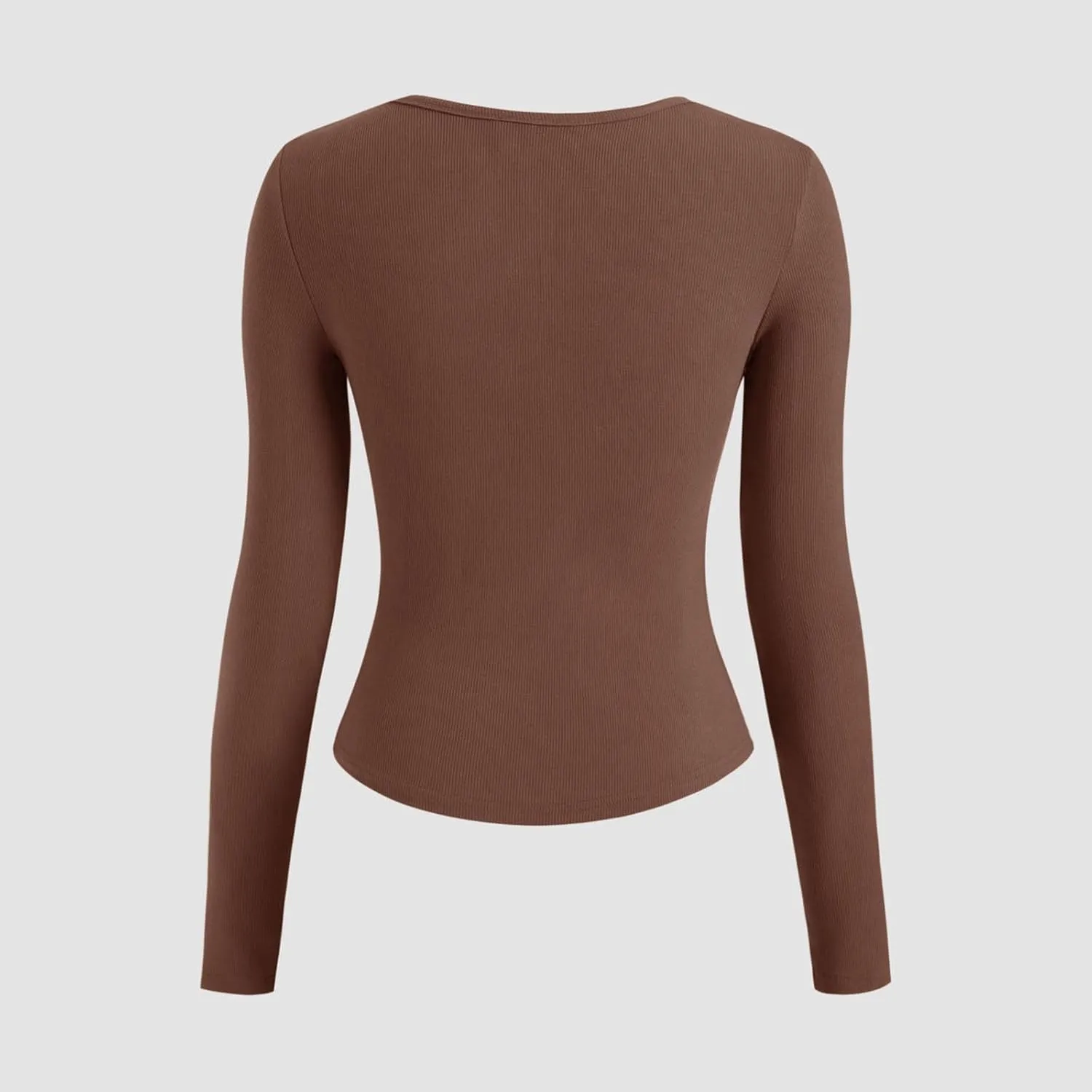 Women's Knit Ribbed Trendy Tops Quarter Button Long Sleeve Cropped Sweater Pullover Slim Sexy Workout Shirts
