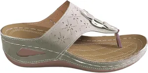 Women's Leather Orthopedic Sandals Breathable Mesh Sports Flip Flops Arch Support Slippers Beach Walking Sandals