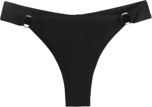 Women's Low Waisted Thong Bikini Bottoms High Cut Ruched Back Swimsuit Bottoms with Side Metal Rings