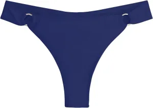 Women's Low Waisted Thong Bikini Bottoms High Cut Ruched Back Swimsuit Bottoms with Side Metal Rings