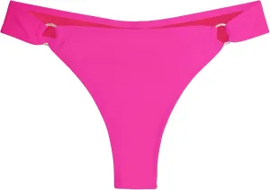 Women's Low Waisted Thong Bikini Bottoms High Cut Ruched Back Swimsuit Bottoms with Side Metal Rings