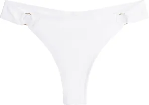 Women's Low Waisted Thong Bikini Bottoms High Cut Ruched Back Swimsuit Bottoms with Side Metal Rings