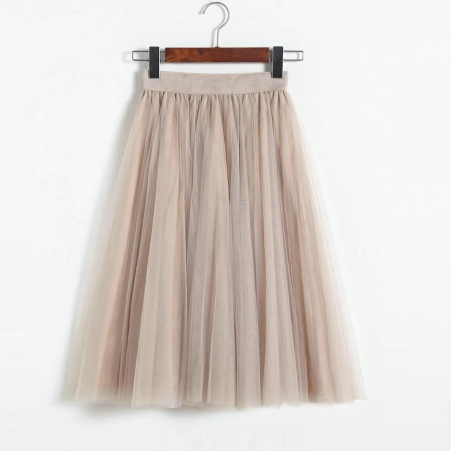 Womens Midi Skirts Summer Women's A Line Pleated Skirt Mid Long Skirt Ruffle Mesh Vintage Chiffon Midi Skirt for