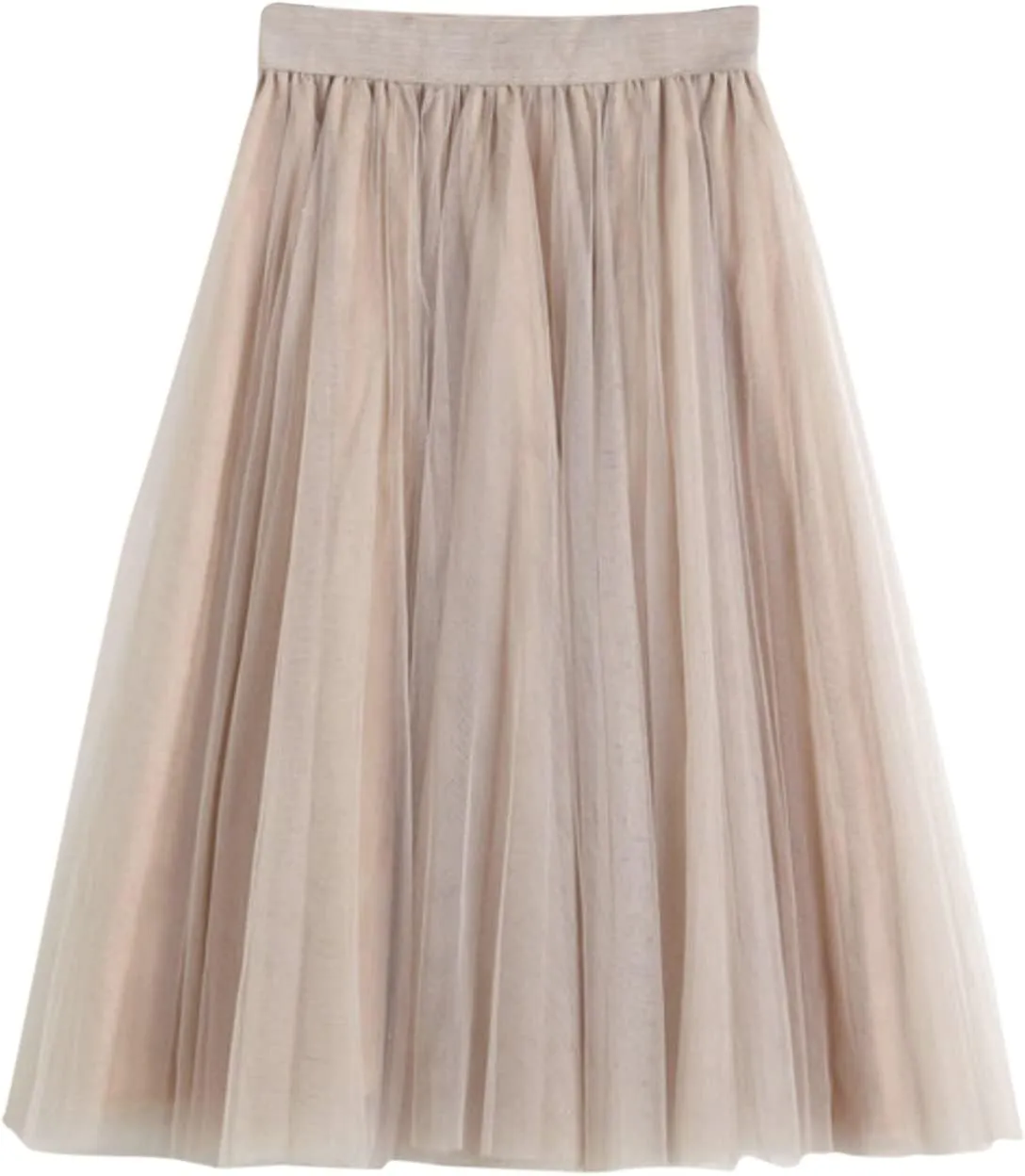 Womens Midi Skirts Summer Women's A Line Pleated Skirt Mid Long Skirt Ruffle Mesh Vintage Chiffon Midi Skirt for