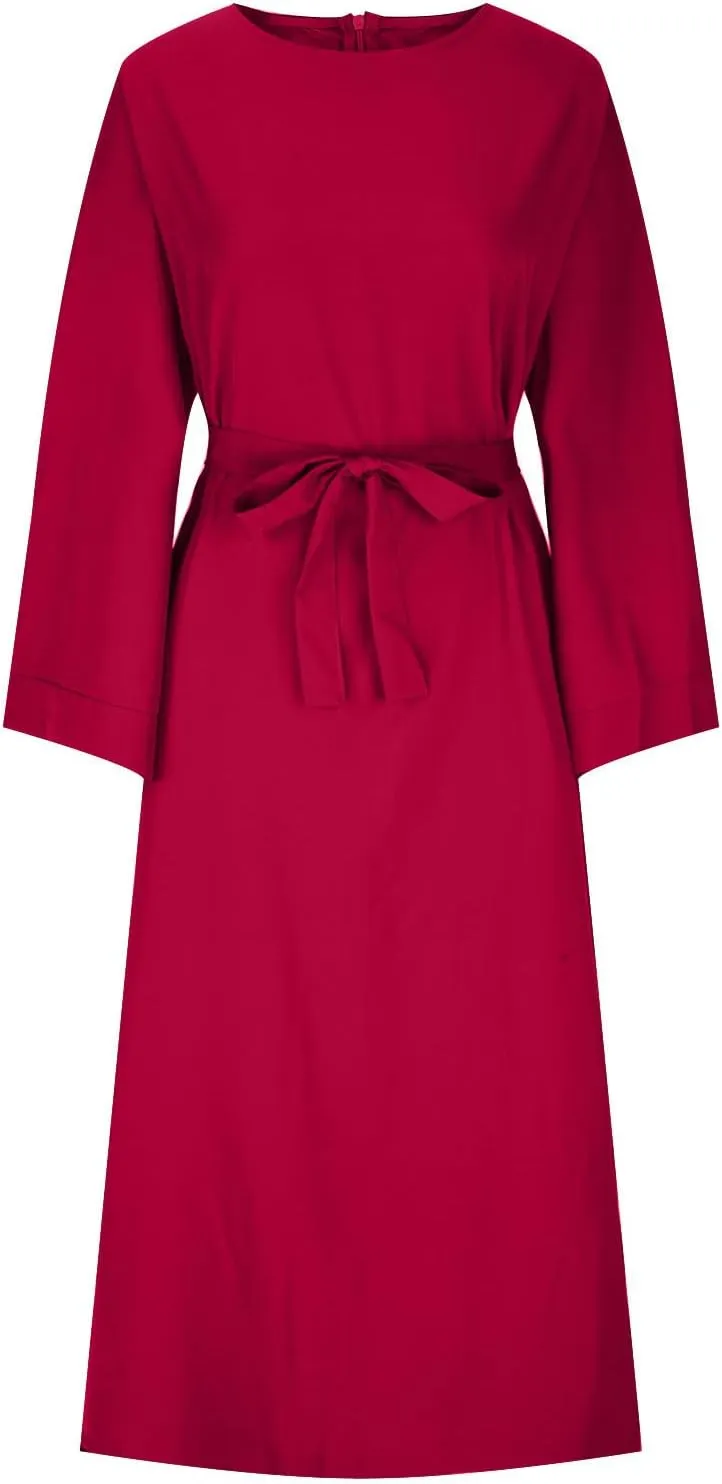 Women's Muslim Dresses Plus Size High Neck Pleated Tie Waist Clothes Long Robe Abaya Turkish Islamic Dubai Maxi Dress