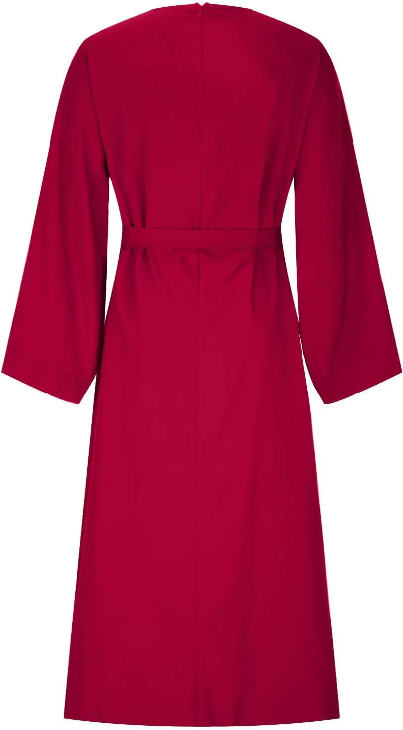 Women's Muslim Dresses Plus Size High Neck Pleated Tie Waist Clothes Long Robe Abaya Turkish Islamic Dubai Maxi Dress