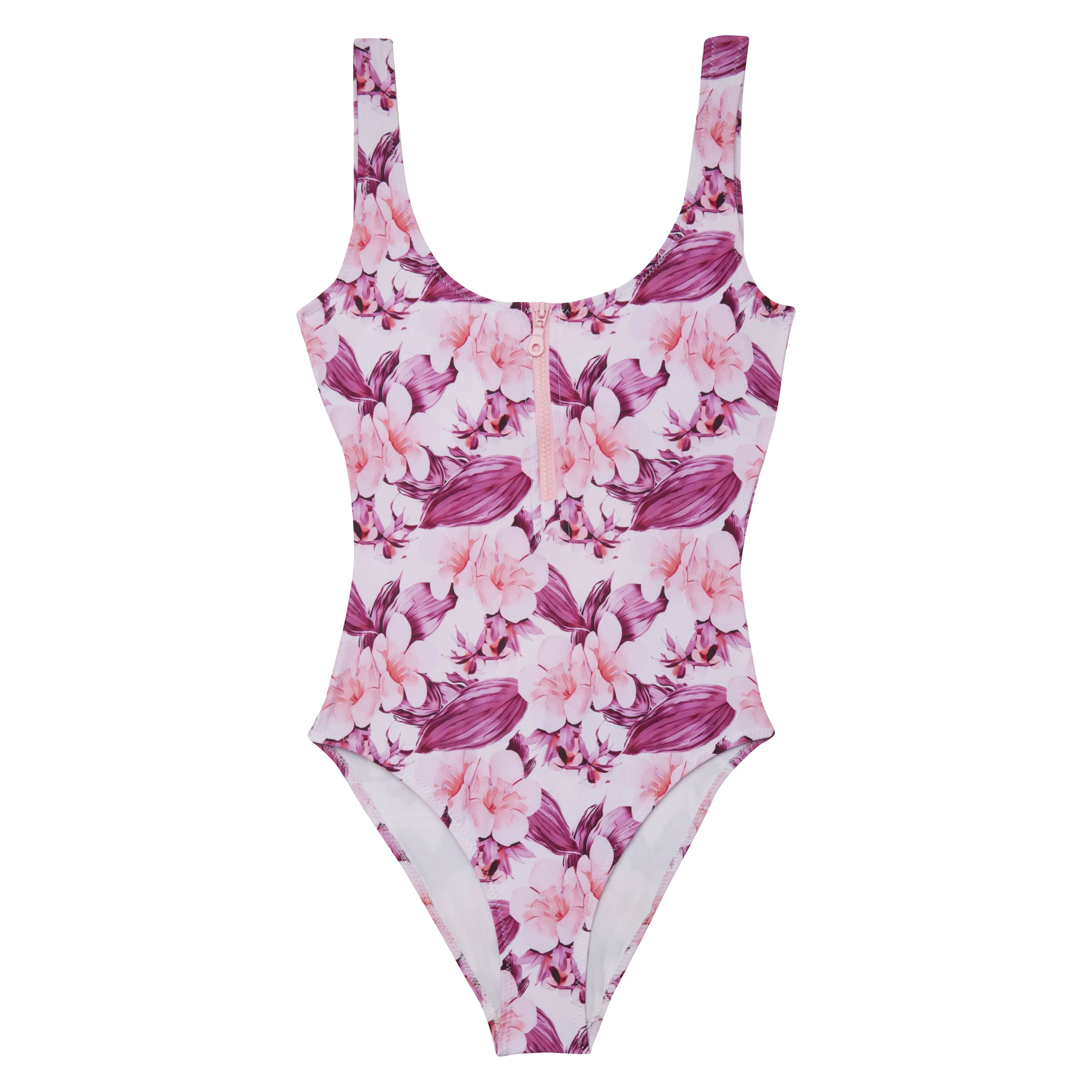 WOMEN'S ONE PIECE ZIPPER FLOWERS