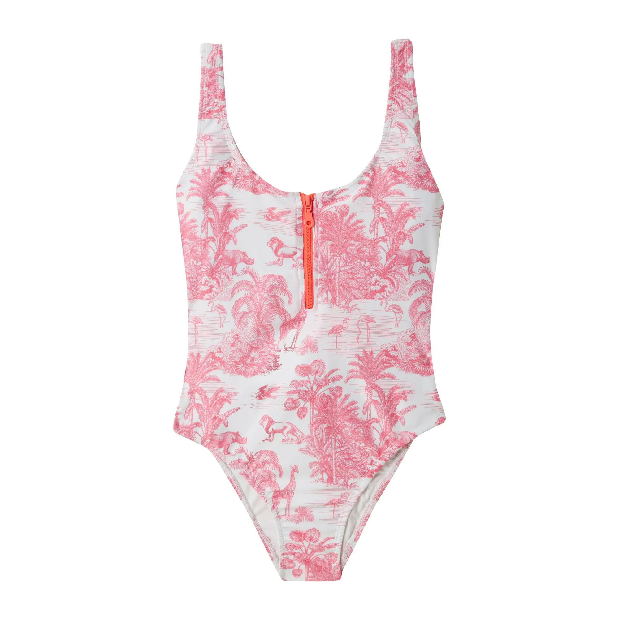 WOMEN'S ONE PIECE ZIPPER JUNGLE PINK