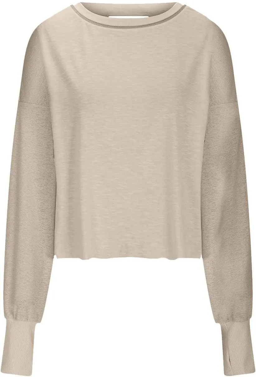 Womens Open Back Workout Tops Sexy Backless Long Sleeve Athletic Shirt Running Crop Top Gym Yoga Tee