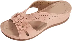 Women's Orthopedic Sandals 2025 Summer Arch Support Fish Mouth Open Toe Leather Slippers Wedge Platform Sandal