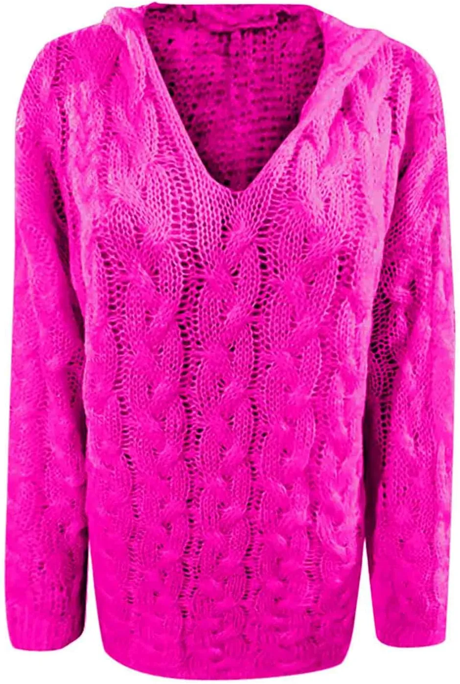 Womens Oversized Hooded Sweater Chunky Cable Knit Pullover Tops Long Sleeve Loose Fit Simple Solid Fall Hoodies