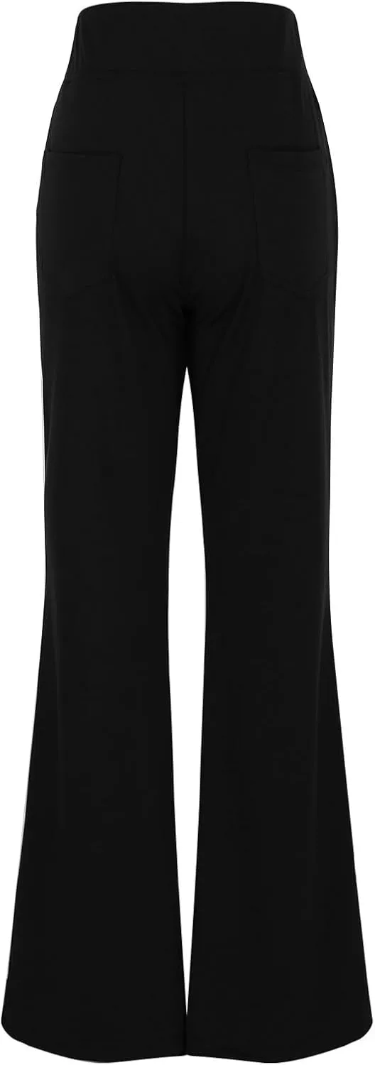 Womens Pants Business Work Dress Pants Casual Slacks High Waist Stretchy Trousers Pull On Office Pants with Pockets