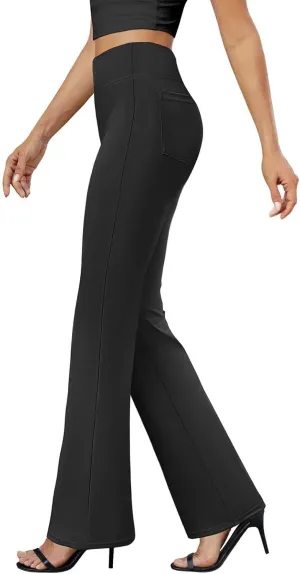 Womens Pants Business Work Dress Pants Casual Slacks High Waist Stretchy Trousers Pull On Office Pants with Pockets