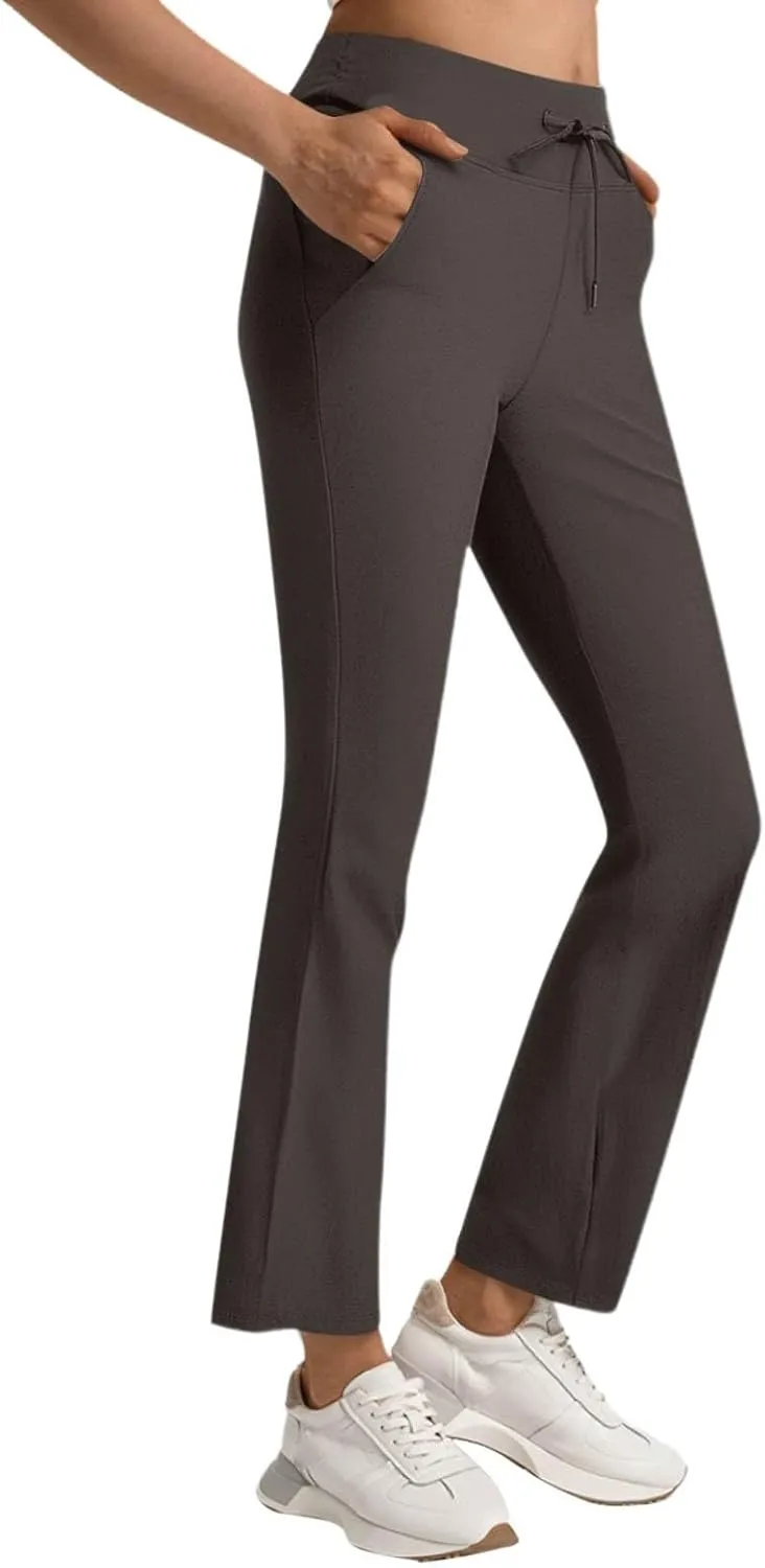 Women's Pants for Work High Waist Dress Pants Business Casual Stretch Wide Leg Flare Yoga Trousers with Pockets