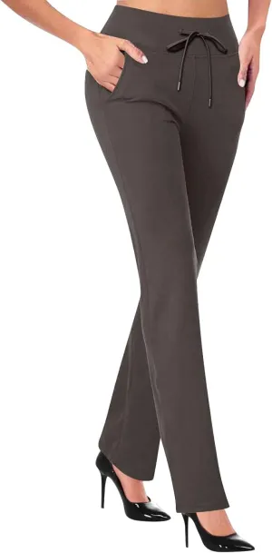 Women's Pants for Work High Waist Dress Pants Business Casual Stretch Wide Leg Flare Yoga Trousers with Pockets