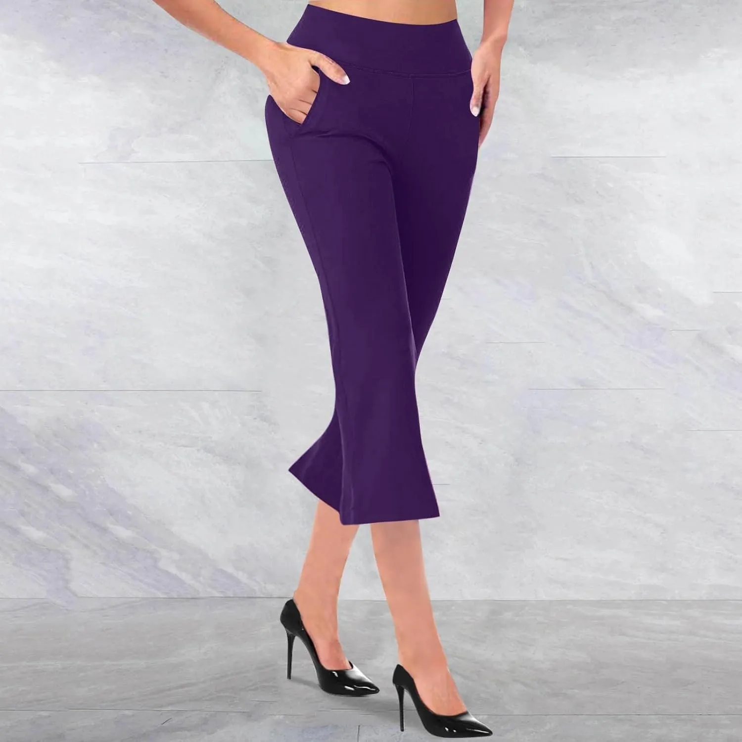 Womens Pants for Work High Waist Pull on Stretchy Trousers Dressy Yoga Pants Slacks Ladies Dress Pants with Pockets