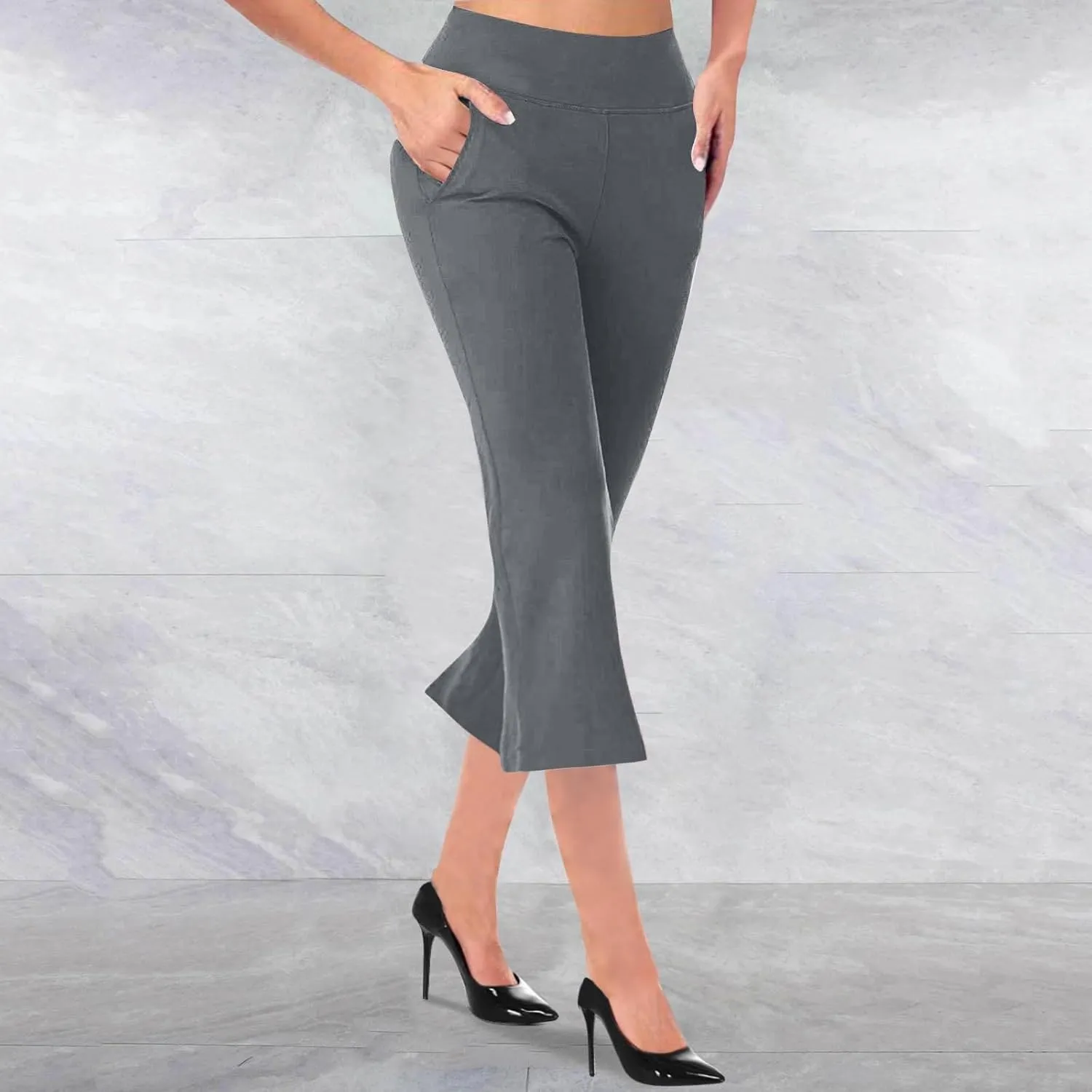 Womens Pants for Work High Waist Pull on Stretchy Trousers Dressy Yoga Pants Slacks Ladies Dress Pants with Pockets