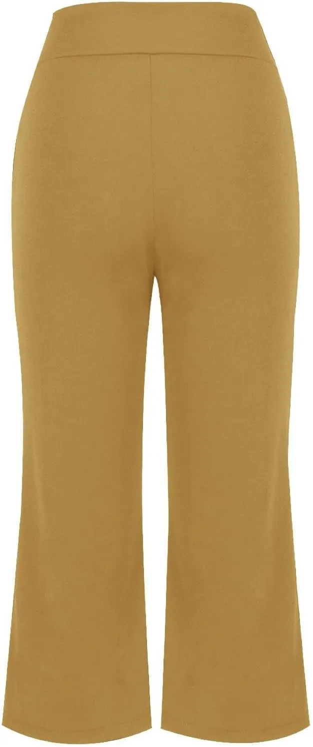 Womens Pants for Work High Waist Pull on Stretchy Trousers Dressy Yoga Pants Slacks Ladies Dress Pants with Pockets