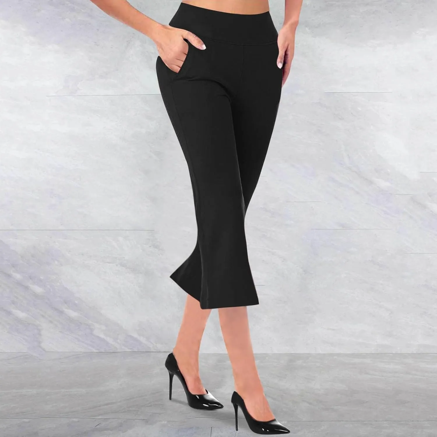 Womens Pants for Work High Waist Pull on Stretchy Trousers Dressy Yoga Pants Slacks Ladies Dress Pants with Pockets