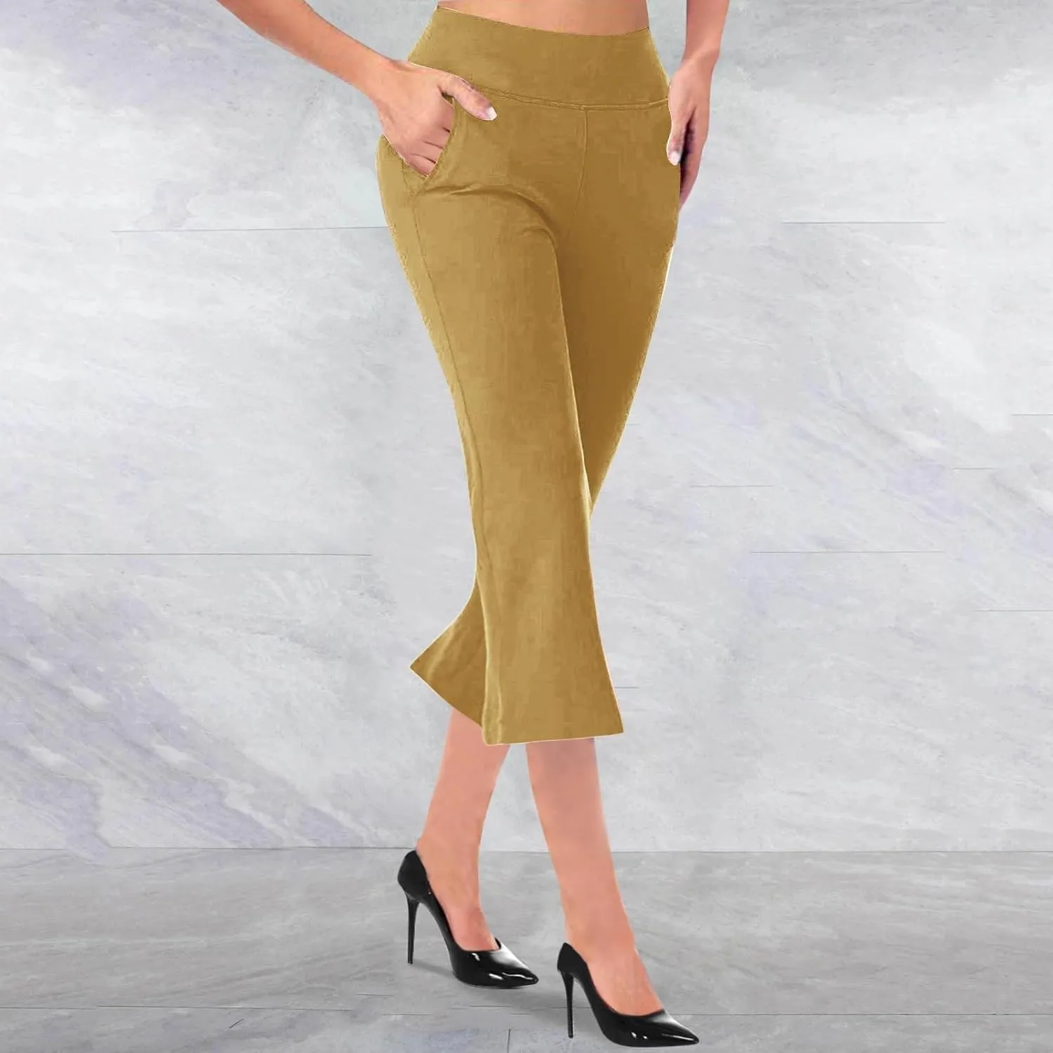 Womens Pants for Work High Waist Pull on Stretchy Trousers Dressy Yoga Pants Slacks Ladies Dress Pants with Pockets