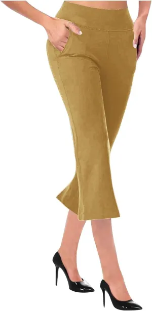 Womens Pants for Work High Waist Pull on Stretchy Trousers Dressy Yoga Pants Slacks Ladies Dress Pants with Pockets