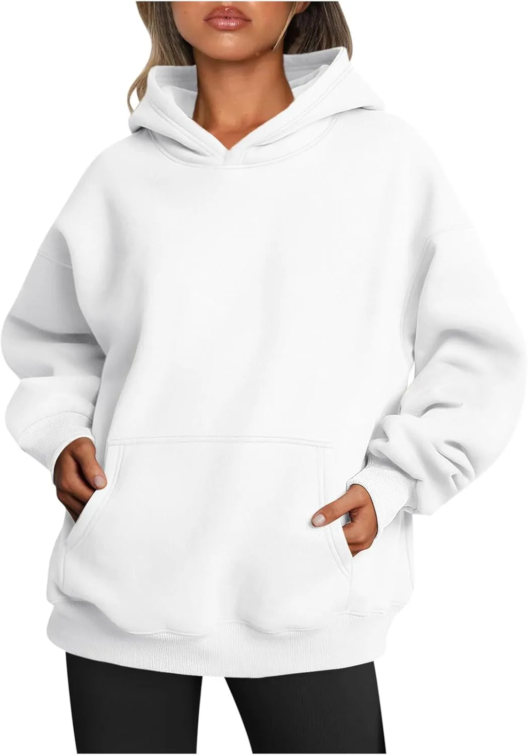 Womens Plain Hoodies Sweatshirts Ladies Fleece Sweaters Long Sleeve Hooded Pullover Tunic Tops Oversized Sweatshirt