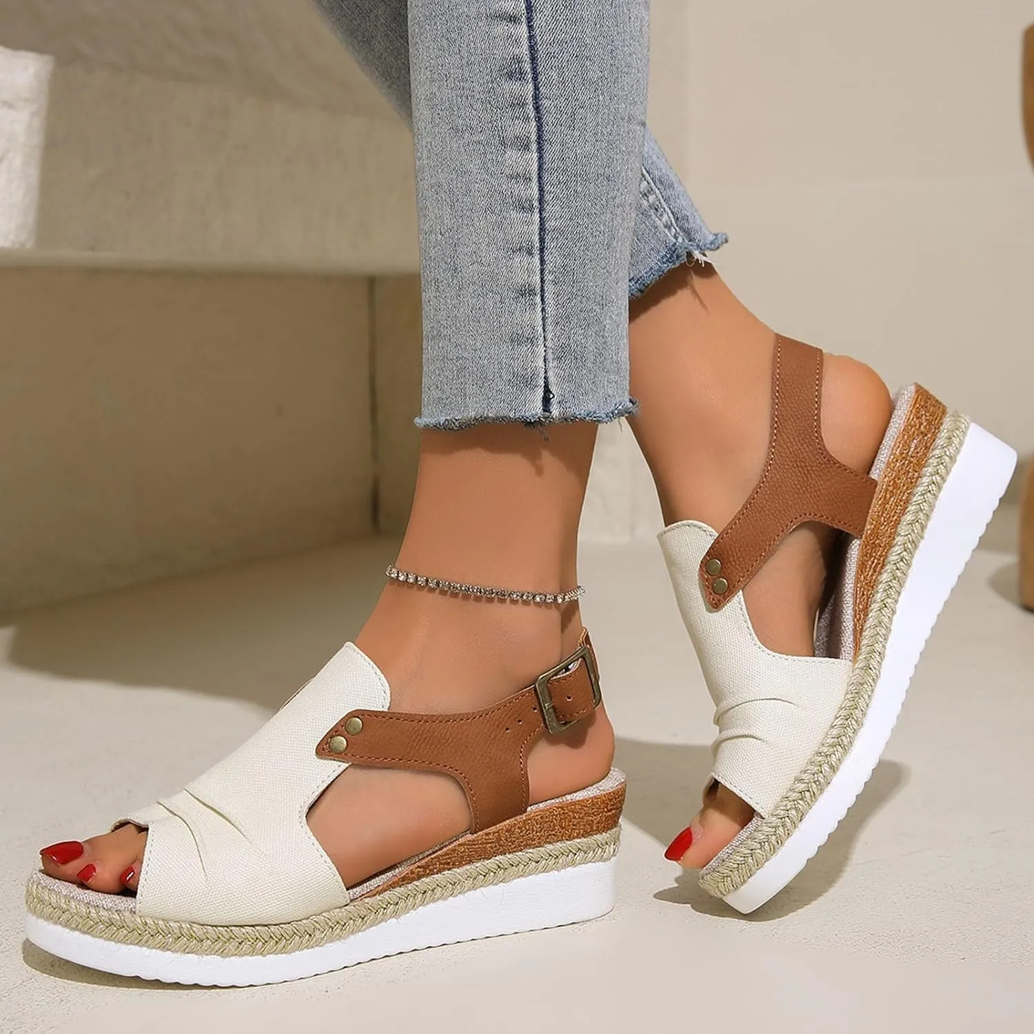 Women's Platform Wedge Sandals Wedge Sandals for Women Comfortable Casual Arch Support Sandal Soft Summer Beach