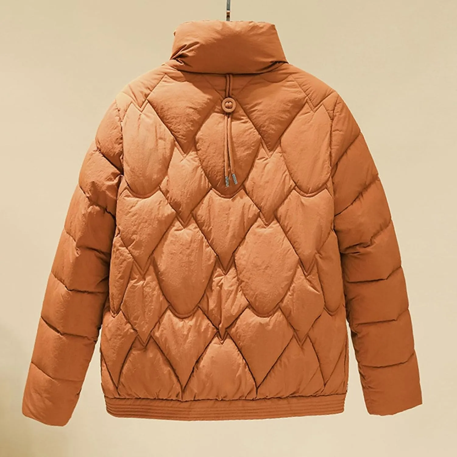 Women's Puffer Jacket Stand Collar Warm Thickened Zip Up Down Jacket Quilted Parkas Casual Outerwear with Pockets