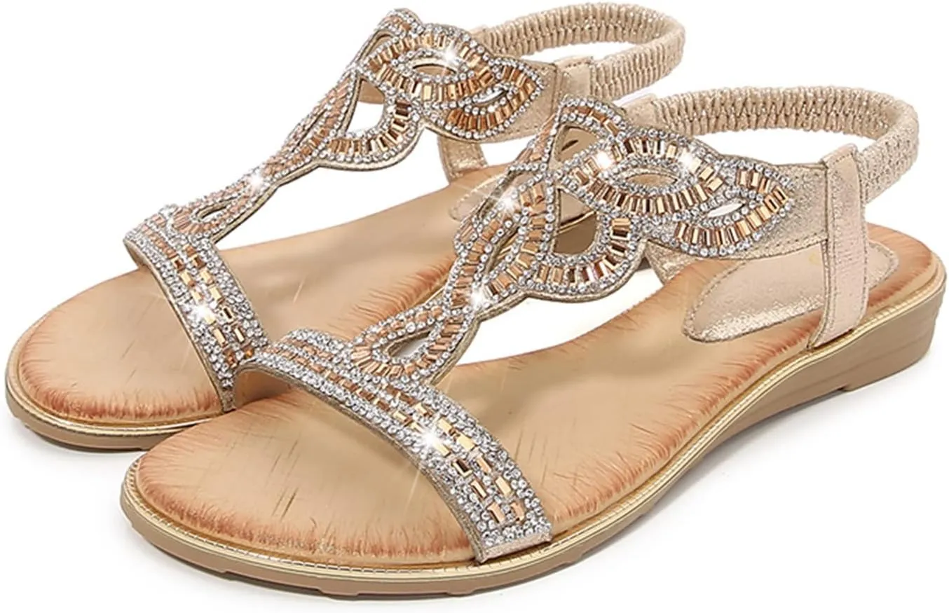 Women's Sandals Womens Flat Sandals Flat for Women Dressy Vacation for Women Walking with Arch Support Open Toe Slingback Shoes