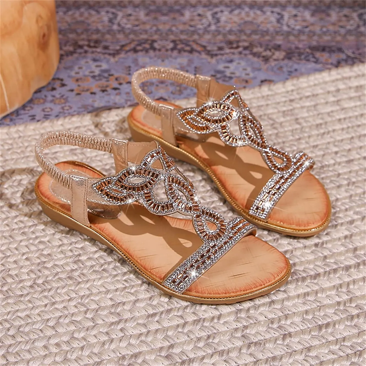 Women's Sandals Womens Flat Sandals Flat for Women Dressy Vacation for Women Walking with Arch Support Open Toe Slingback Shoes