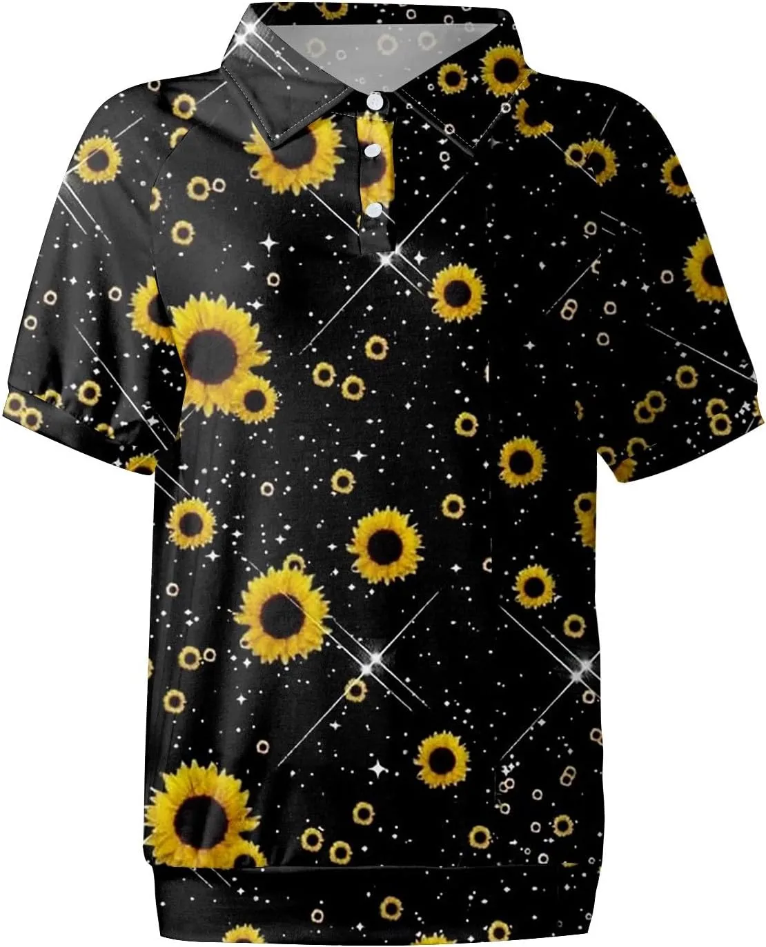 Womens Shirts Casual Short Sleeve Summer Tops Trendy Floral Print Blouses Lapel Collared Work Outfits