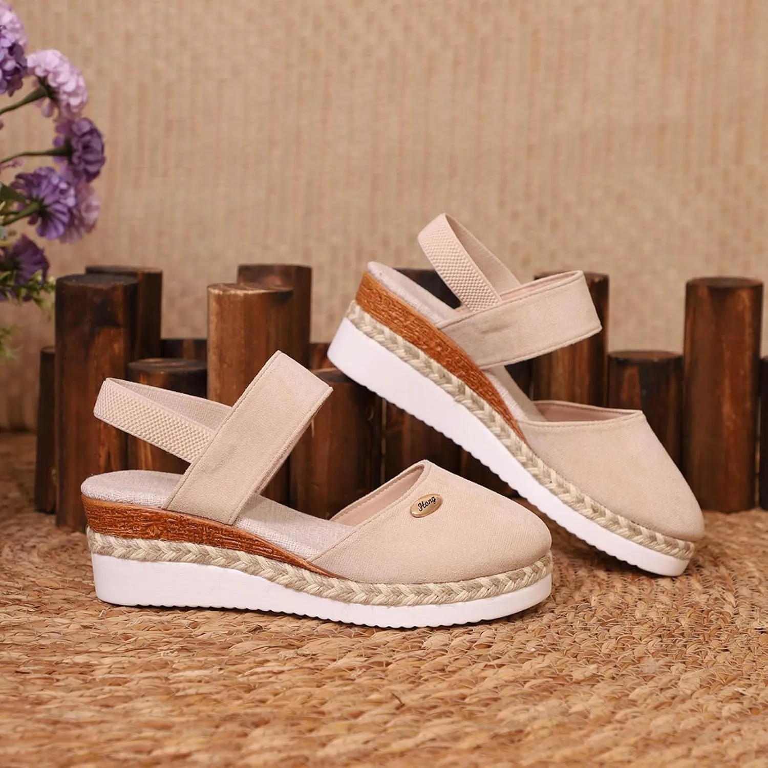 Women's Shoes Wedge High Heel Sandals Solid Color Fashion Sandals
