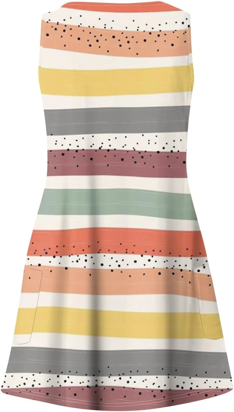 Women's Sleeveless Gradient Nightgown with Print, Soft V-Neck Sleepwear for Comfortable Nighttime Relaxation