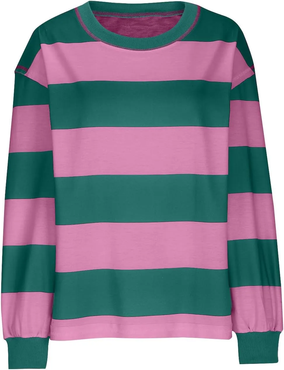 Women's Striped Sweatshirt Long Sleeve Shirts Crewneck Oversized Casual Pullover Top 2024 Fall Fashion Outfits Clothes
