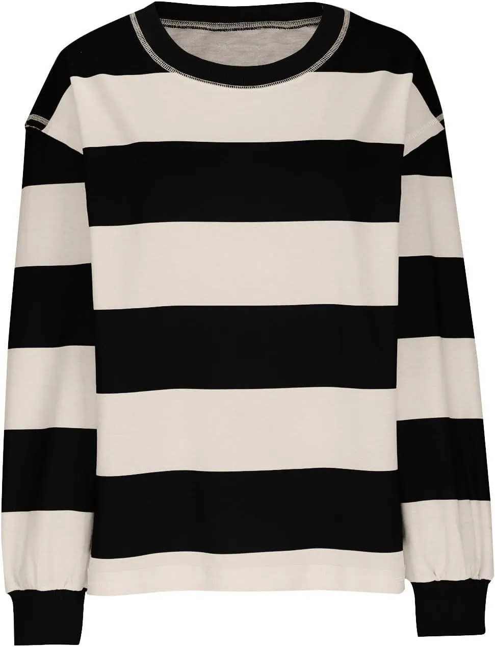 Women's Striped Sweatshirt Long Sleeve Shirts Crewneck Oversized Casual Pullover Top 2024 Fall Fashion Outfits Clothes