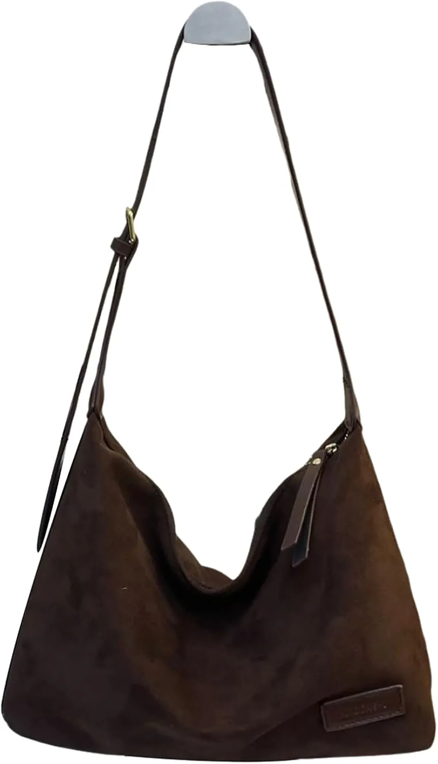 Women's Suede Leopard Tote Bag Cheetah Print Crescent Shoulder Purse Trendy Brown Ladies Hobo Bag Fall Big Work Hand Bags
