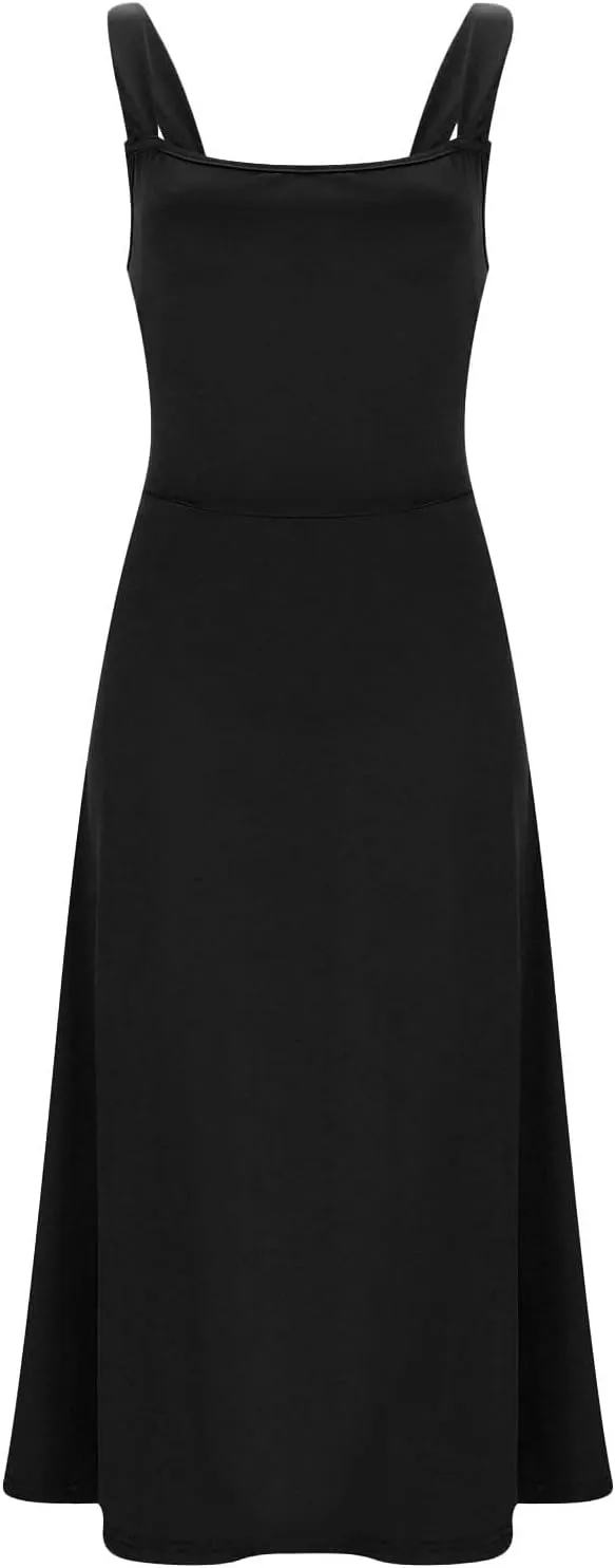 Womens Summer Casual Sleeveless Midi Dresses Scoop Neck Fit & Flare A-Line Flowy Long Sundress Beach Outfits