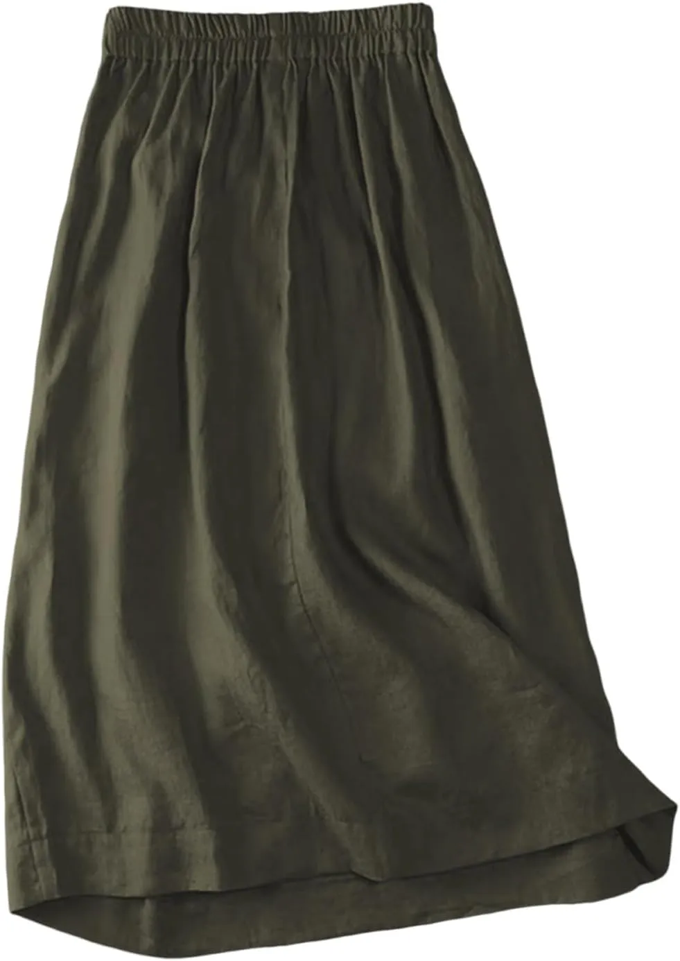 Women's Summer Elastic Swing Midi A Line Skirt Button Front High Waist Skirts Casual Trendy Beach Western Skirts