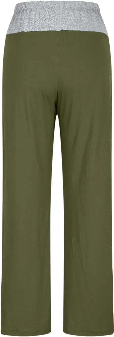 Womens Summer Pants Loose Wide Leg Pants High Waist Straight Casual Light Weight Trousers Athletic Trendy Clothes