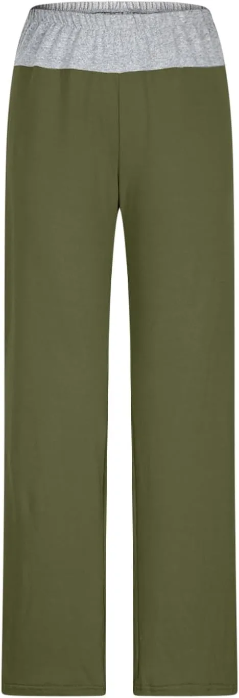 Womens Summer Pants Loose Wide Leg Pants High Waist Straight Casual Light Weight Trousers Athletic Trendy Clothes