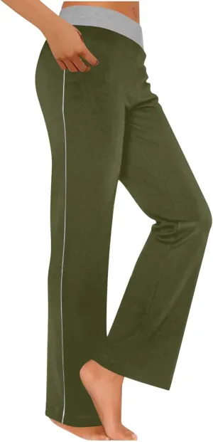 Womens Summer Pants Loose Wide Leg Pants High Waist Straight Casual Light Weight Trousers Athletic Trendy Clothes