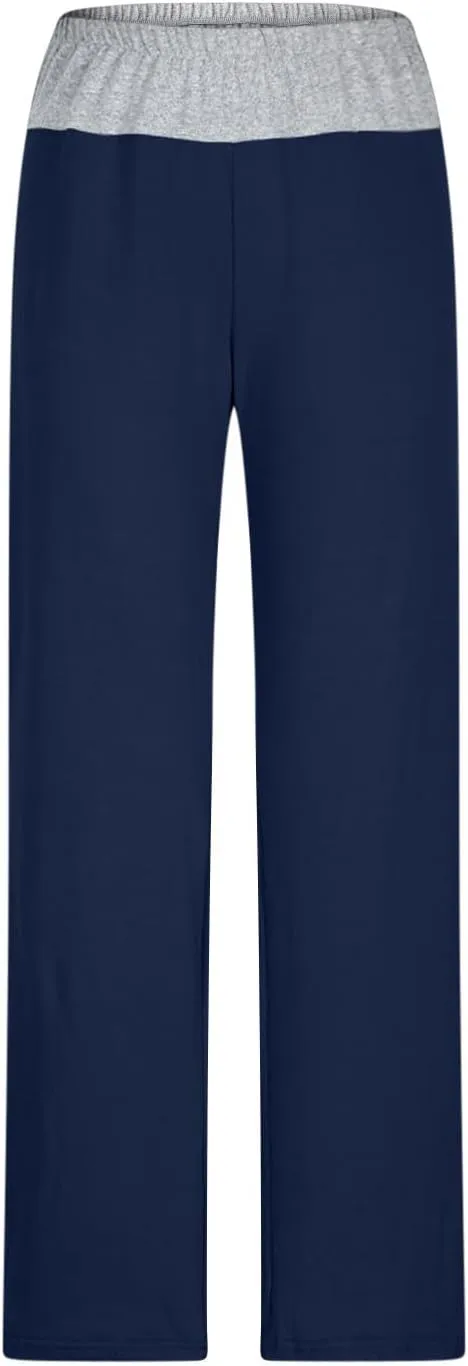 Womens Summer Pants Loose Wide Leg Pants High Waist Straight Casual Light Weight Trousers Athletic Trendy Clothes