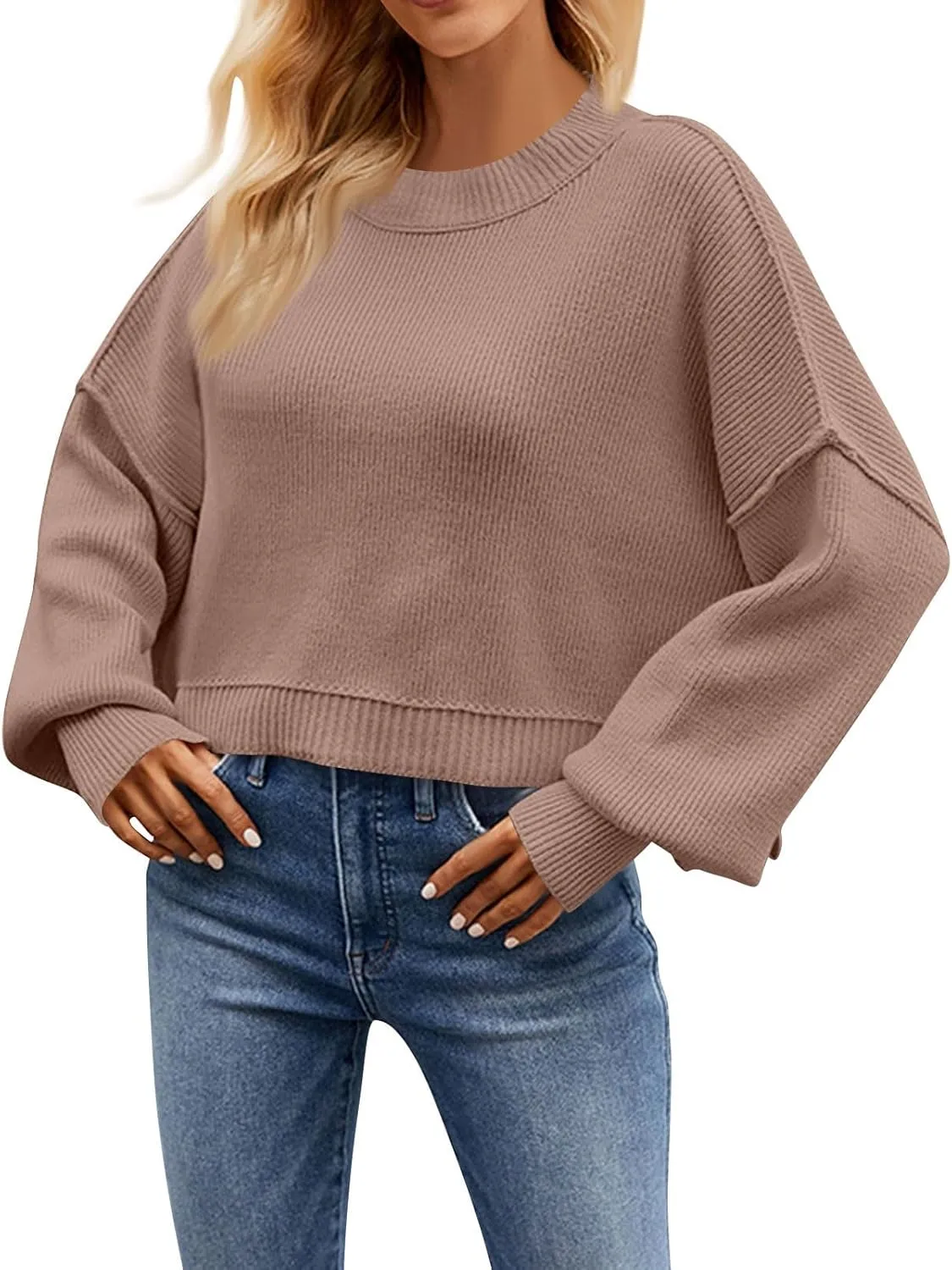 Womens Sweaters Cute Long Sleeve Pullover Blouse Striped Crochet Dressy Casual Outfits Jumper Tops Fall Fashion 2024