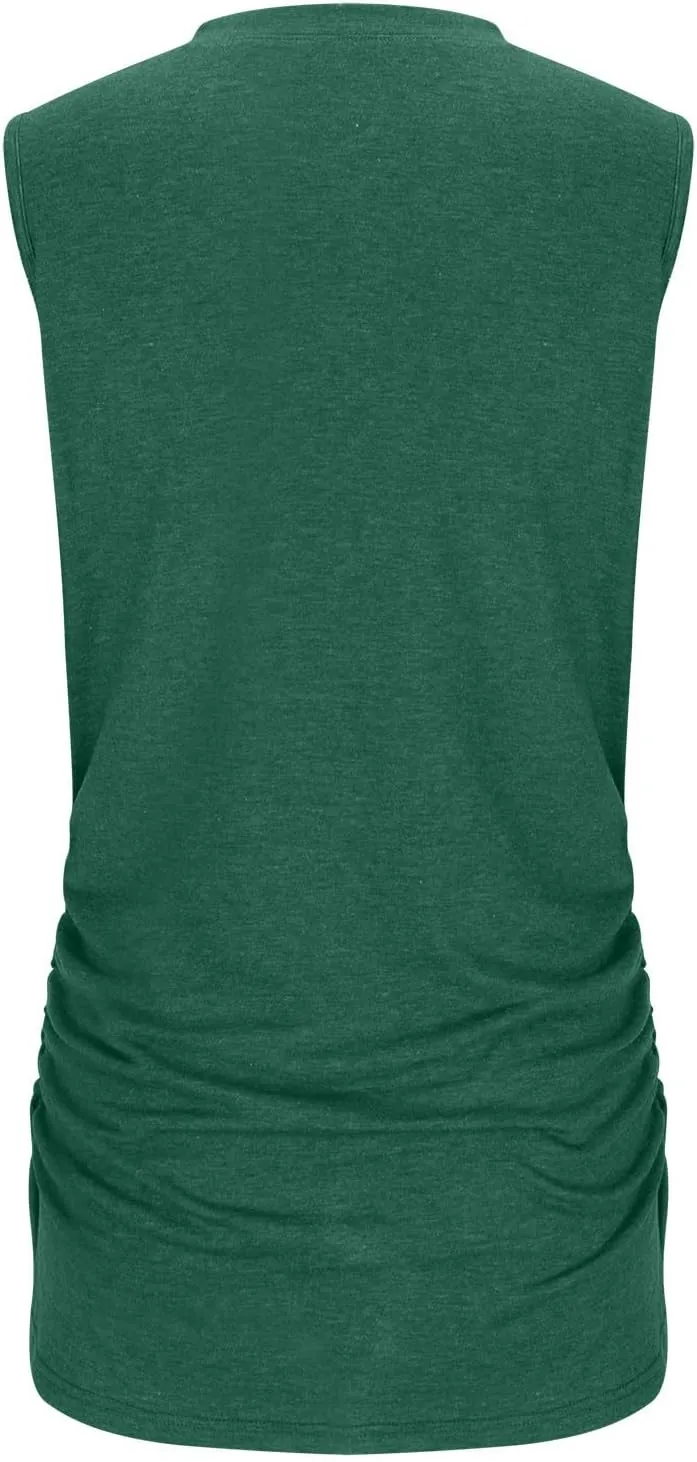 Women's Tank Tops Sleeveless Crew Neck Tee Shirts Summer Solid Color Semi Casual Tops Loose Fit Basic T Shirts