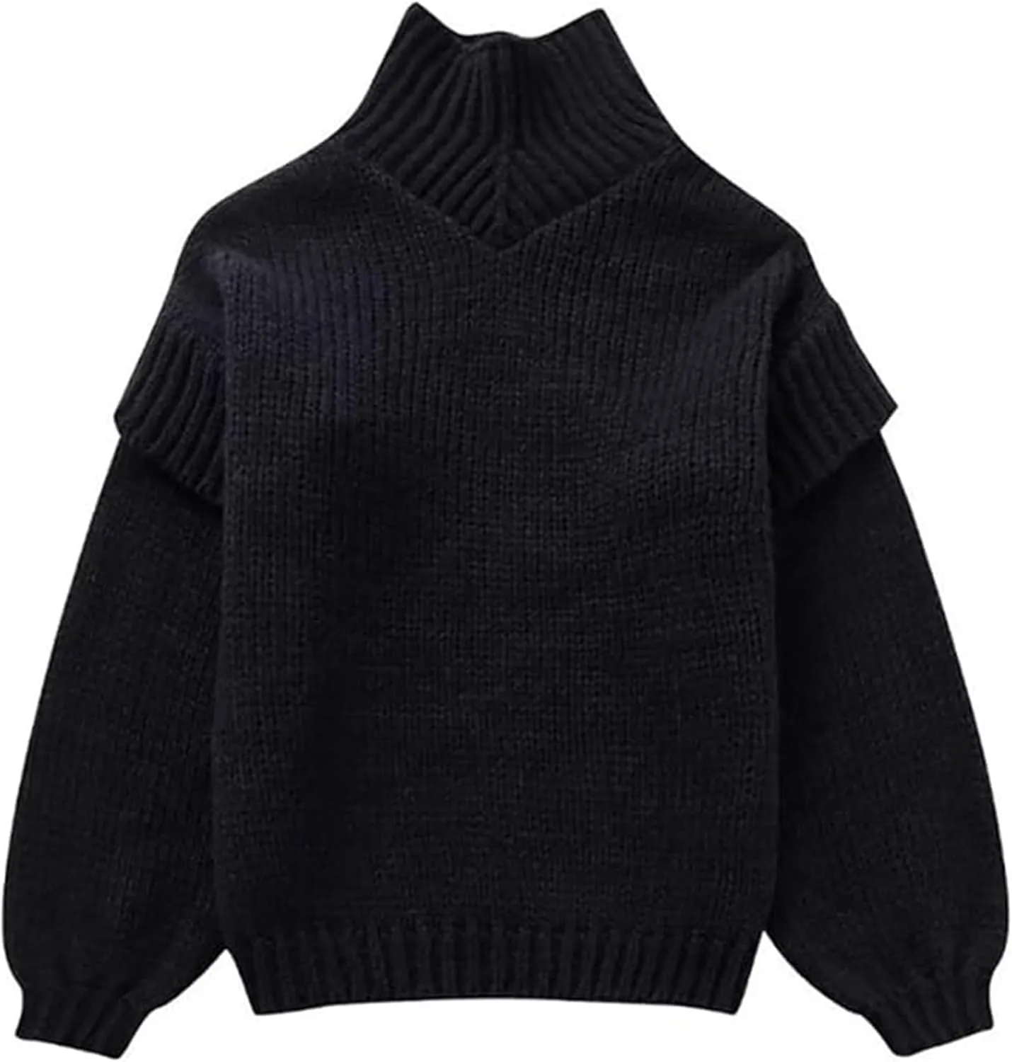 Women's Turtleneck Sweaters Chunky Cable Knit Pullover Casual Solid Long Sleeve Soft Comfy Pullover Jumper Tops